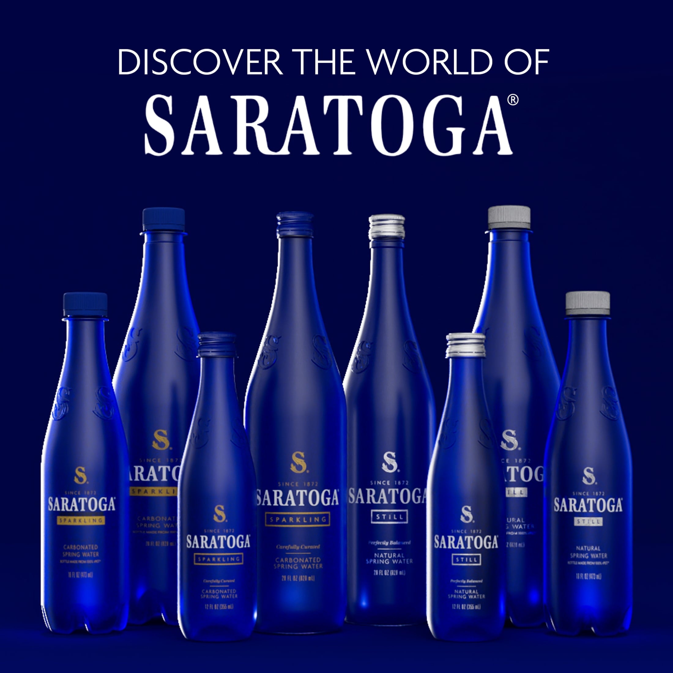 Saratoga Agua de Manantial con Gas 16 Fl Oz, Paquete de 6 Botellas de Plástico