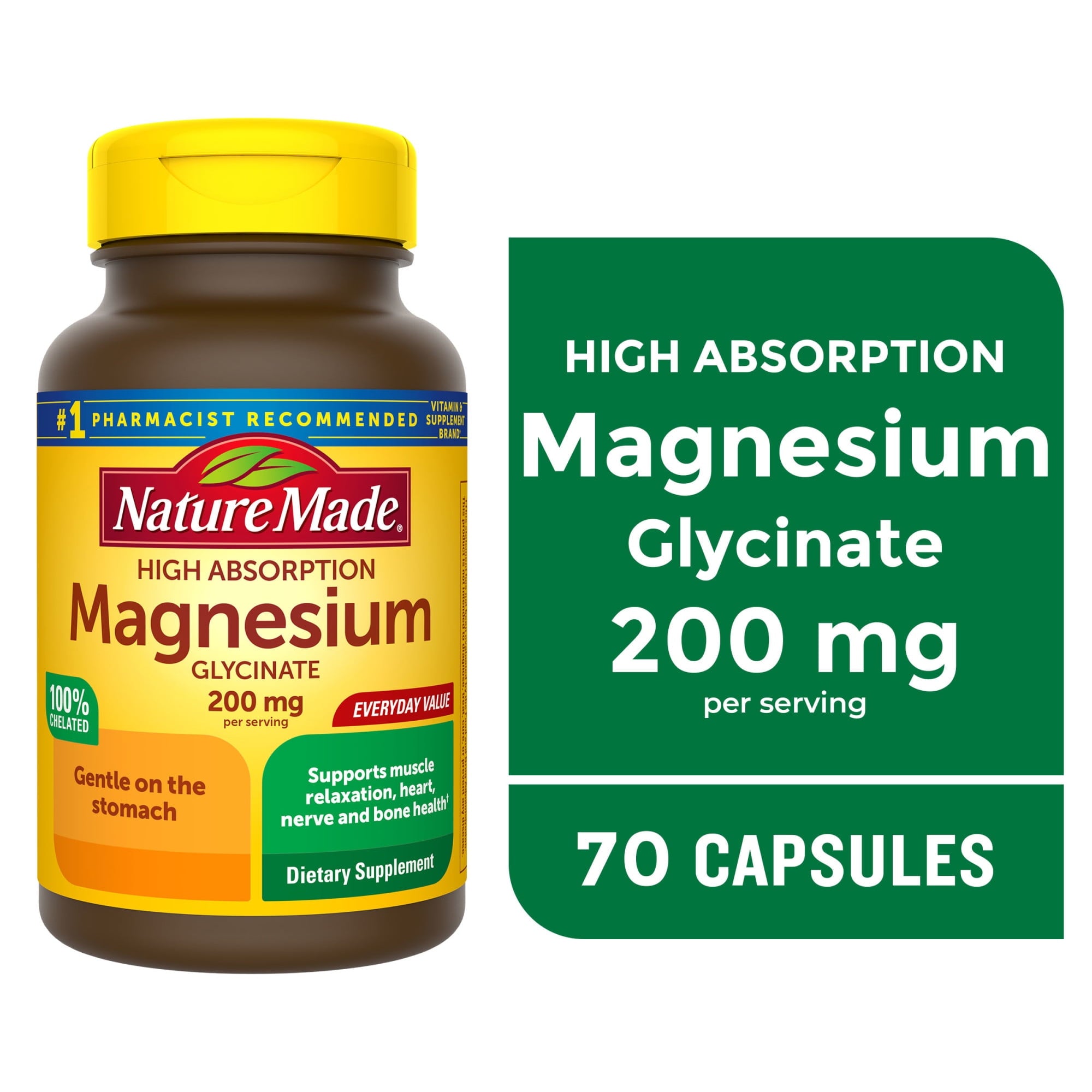 Nature Made Glicinato de Magnesio 200 mg, 70 uds