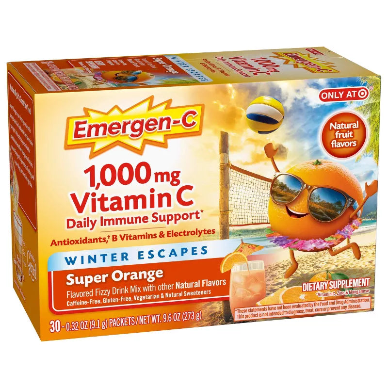 Emergen-C Vitamin C 1000gr En Polvo - Sabor Naranja - 30 sobres