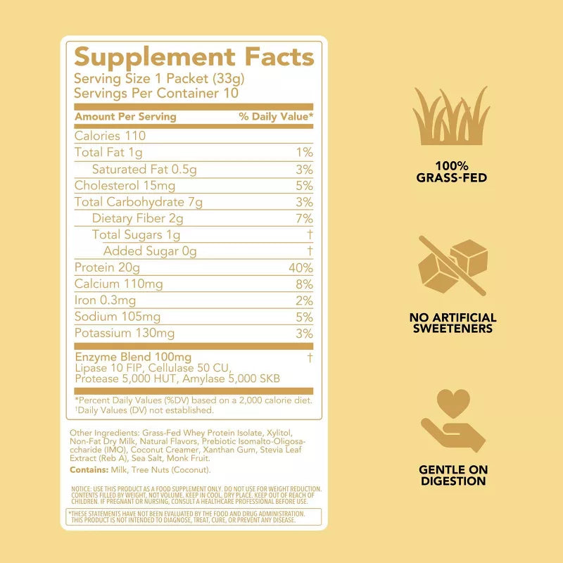 Clean Simple Eats Proteína en Polvo, Sabor Vainilla 11.6oz/10pz