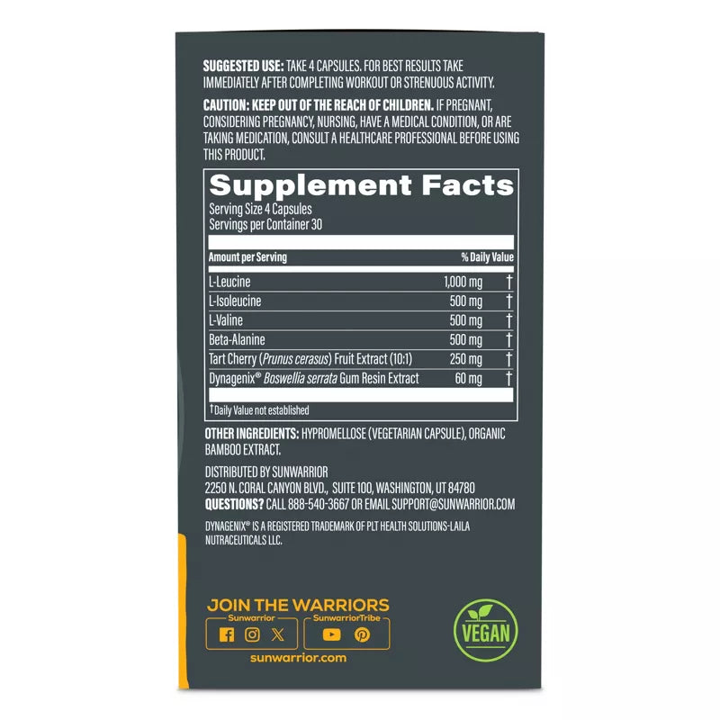 SunWarrior, Cápsulas de suplemento de energía y recuperación post-entrenamiento 120ct