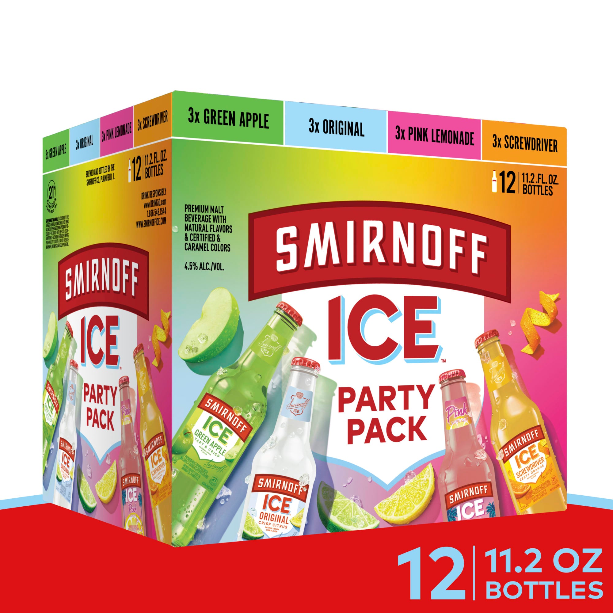 Smirnoff Ice Paquete Fiesta Variedad de Sabores, 12 Pack, 4,5 % de Alcohol