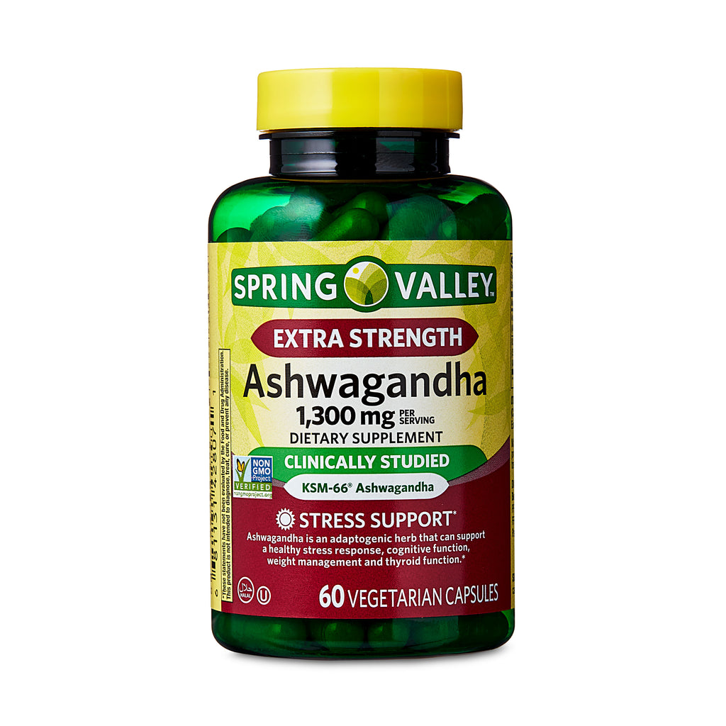Spring Valley Extra Strength Ashwagandha Suplemento 1300 mg, 60 caps ...