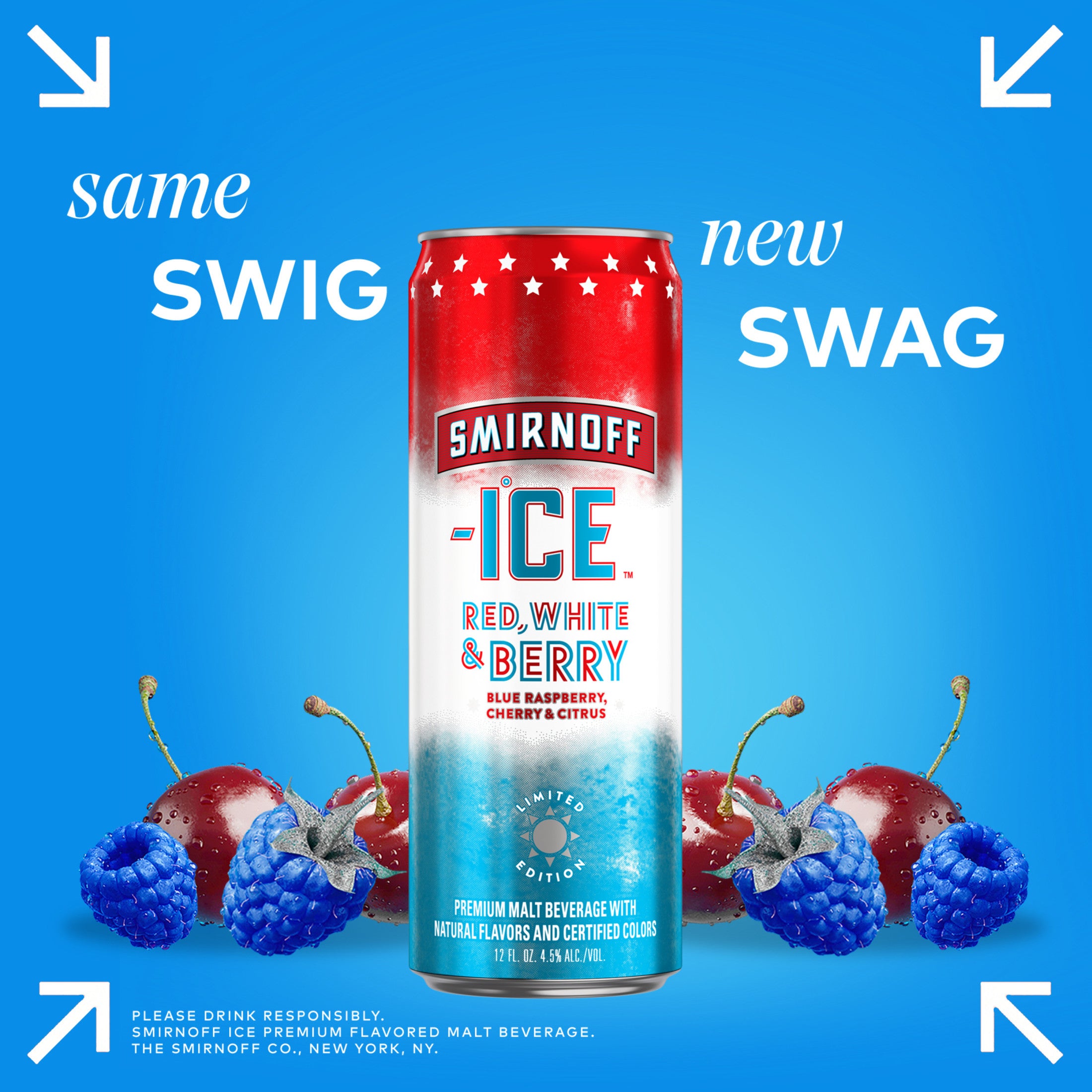 Smirnoff Ice Red White and Berry, 12 Fl Oz, 12 Pack, 4,5% ABV
