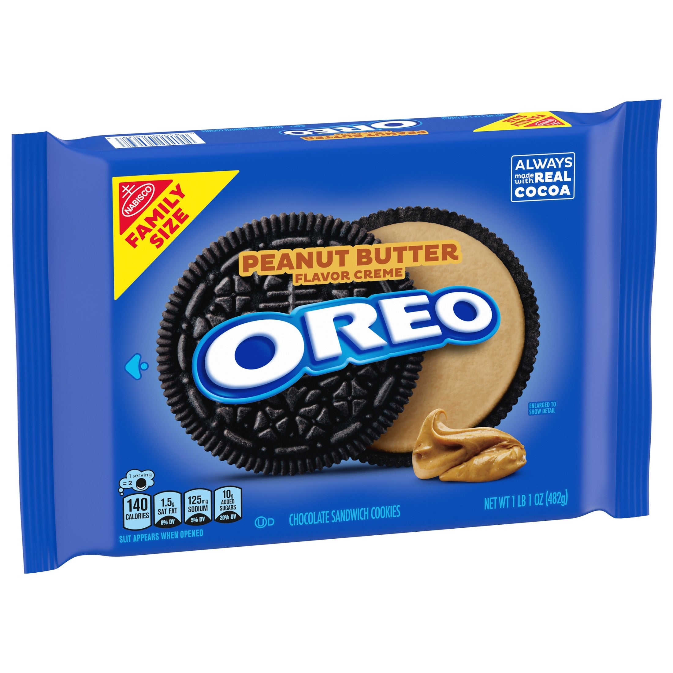 OREO Galletas con Crema y Mantequilla de Maní Tamaño Familiar, 17 oz