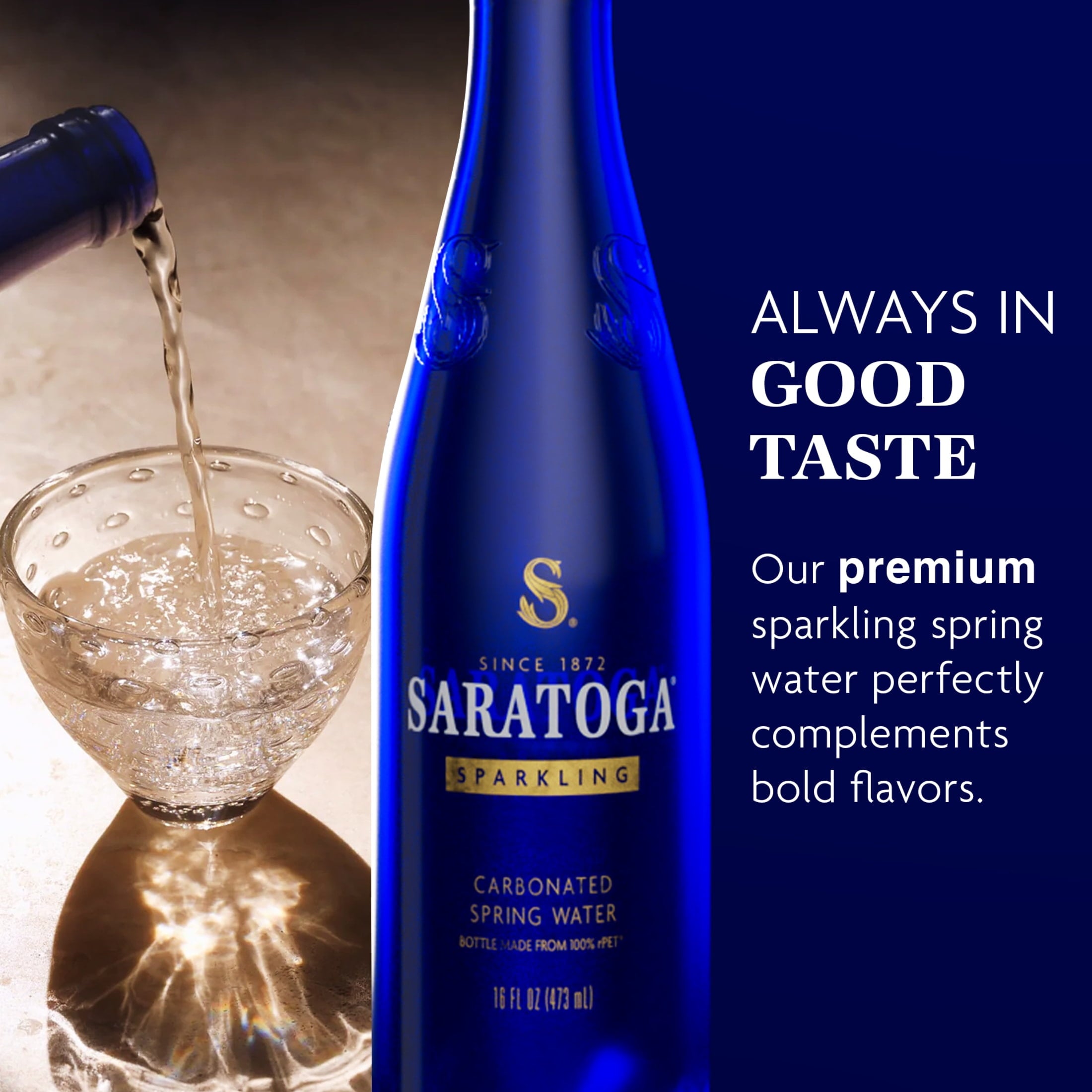 Saratoga Agua de Manantial con Gas 16 Fl Oz, Paquete de 6 Botellas de Plástico