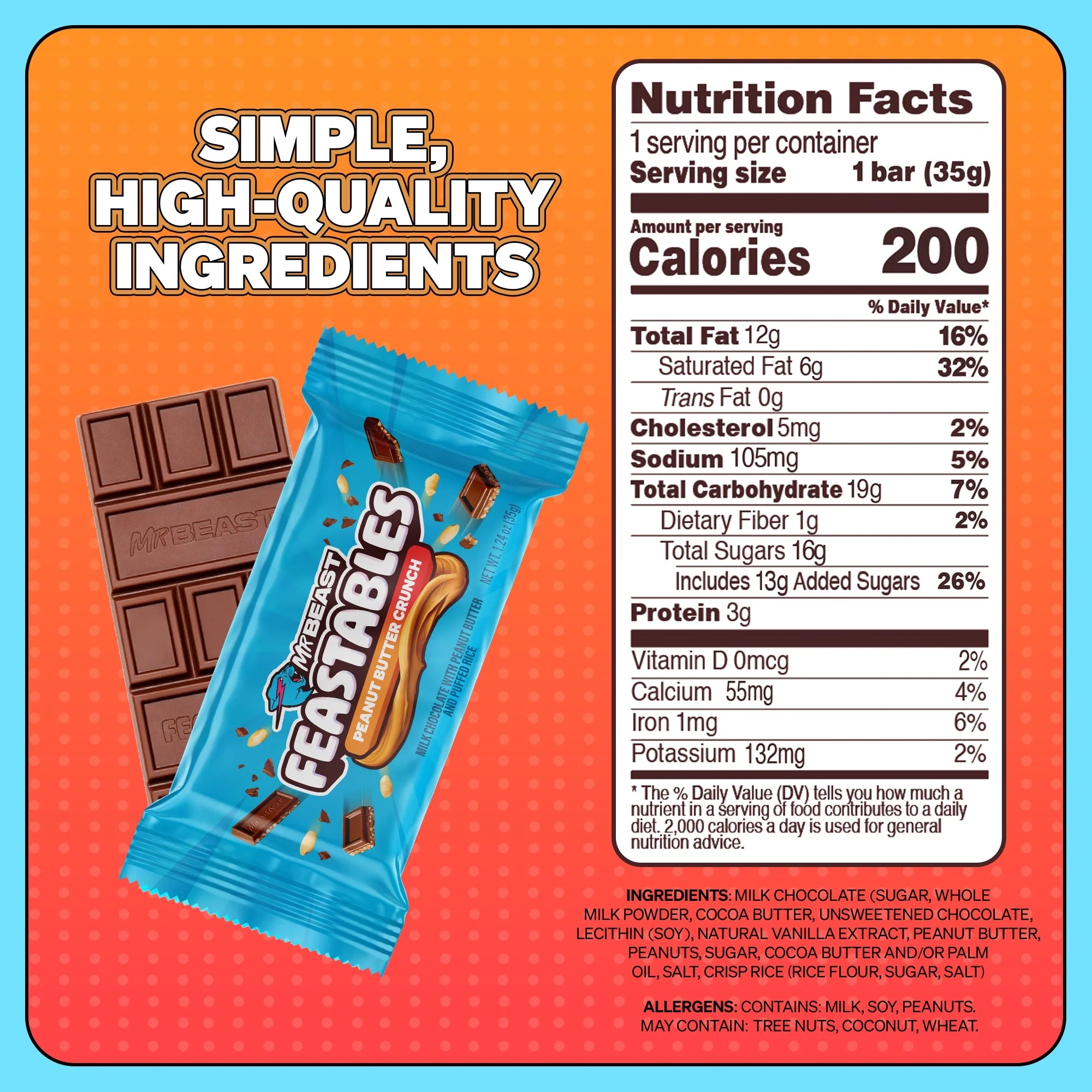 Mr. Beast Feastables Chocolate Peanut Butter Crunch
